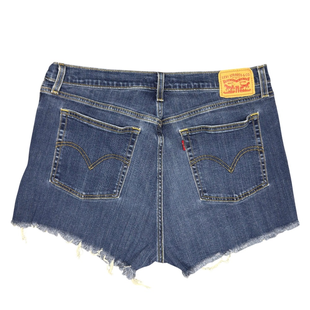 Levi's High Rise Shorts 33 Blue Denim Cut Off Frayed Hem